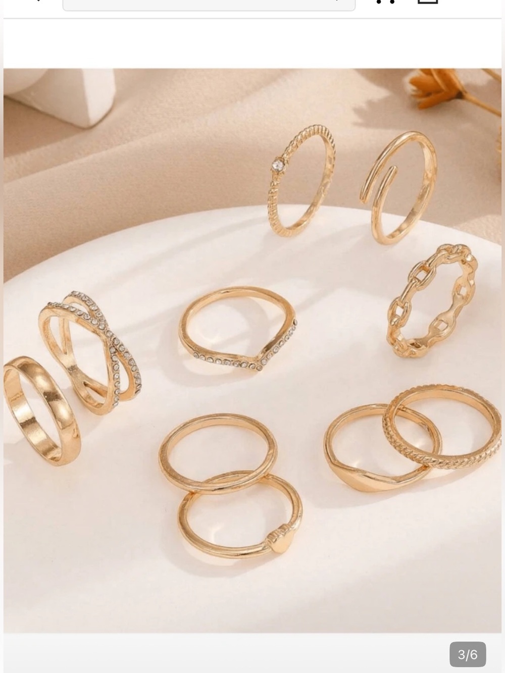 Bohemian Yellow Gold  Floral Pearl Ring stack Set viral 🍁 leaf Jewelry 10pc lot - Picture 3 of 4
